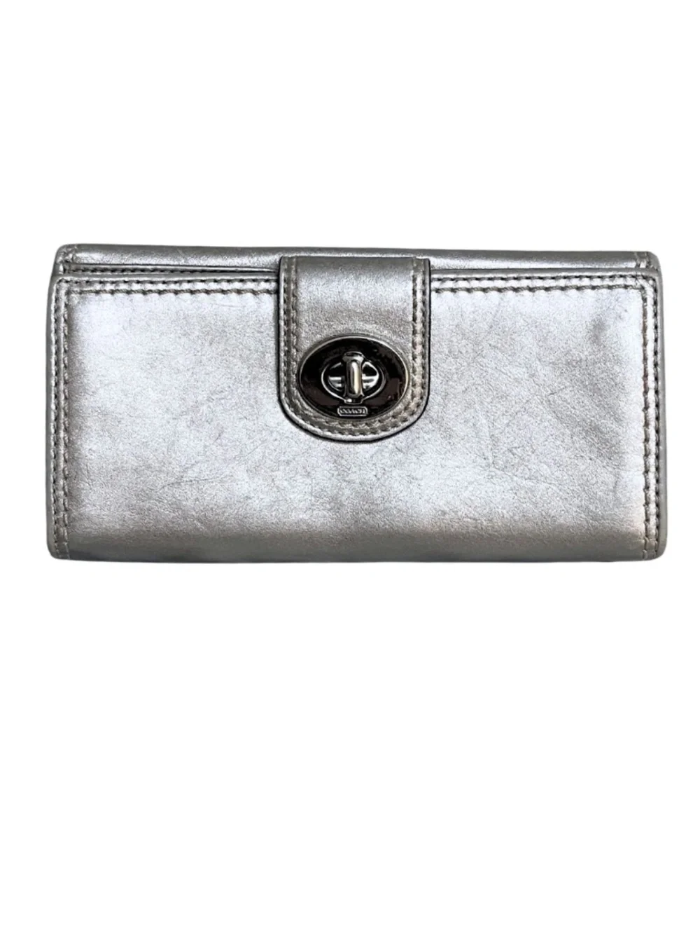 Coach Women's Silver and Grey Wallet-purses